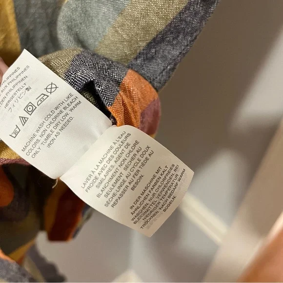 Madewell linen/cotton tie-front striped shirt - shirt sleeves- button up - Picture 4 of 7